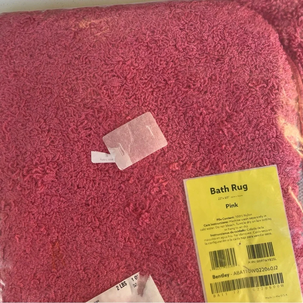 Garland Rug Serendipity Washable Nylon Bentley Pink Bathroom Runner 22